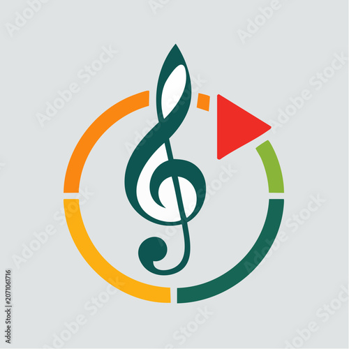 Treble Clef with Play Button and Circular Arrow