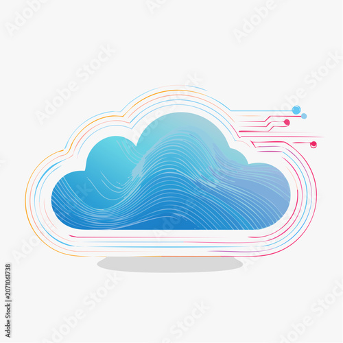 Abstract Cloud Computing and Technology Icon