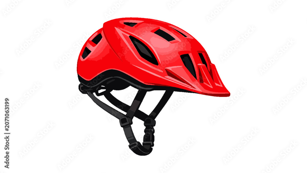Obraz premium Red mountain bike helmet vector illustration for cycling safety