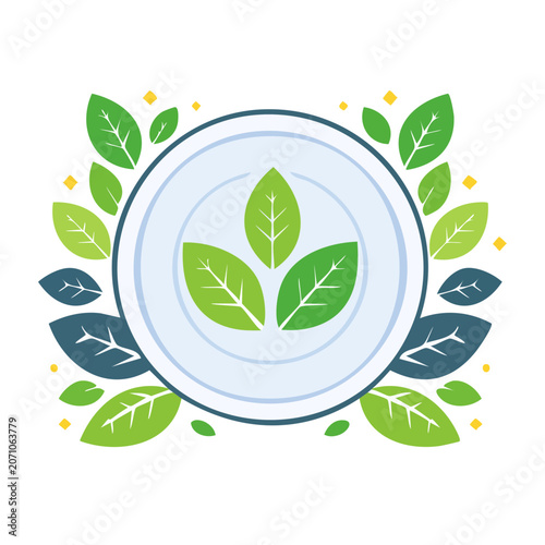 Recycling symbol with leaf and arrows