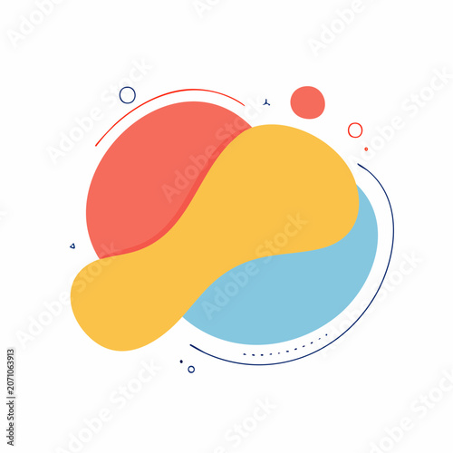 Abstract Fluid Shapes with Red, Yellow, and Blue Colors