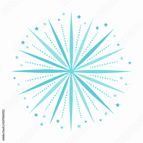 Abstract Blue Starburst with Dots and Stars