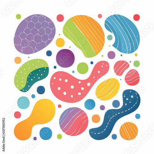 Abstract Organic Shapes and Circles with Colorful Patterns