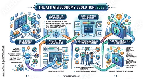 Future of artificial intelligence and gig economy evolution flowchart