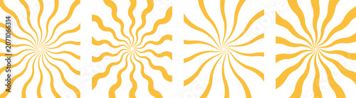 Groovy Sunny Ray Yellow Pattern. Vector Retro Sunshine Abstract Background.