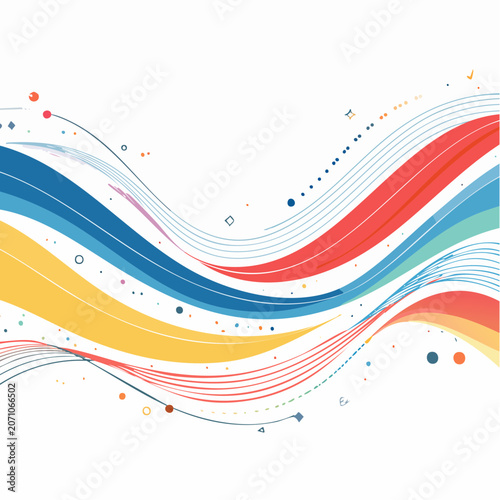 Abstract Colorful Wavy Lines and Dots Background