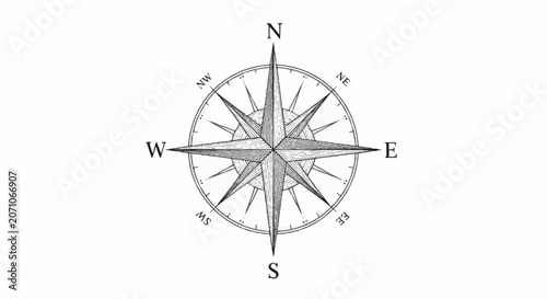 Canvastavla Detailed Compass Rose Navigational Symbol for Direction and Orientation