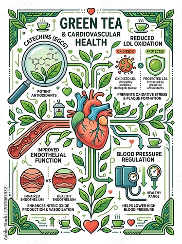 Green tea benefits for cardiovascular health and heart protection