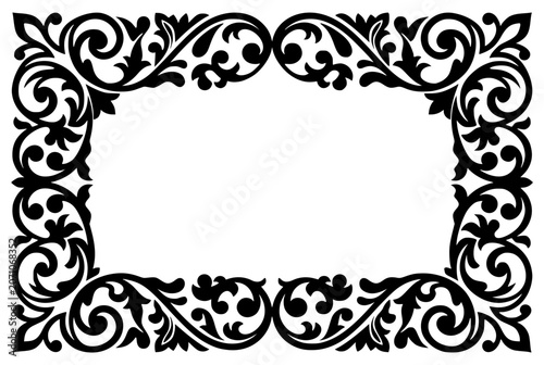 Elegant black floral ornamental frame border for design projects