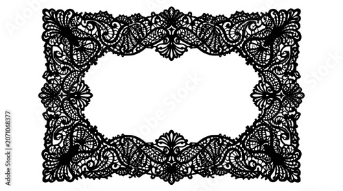Intricate black lace frame silhouette for decorative design