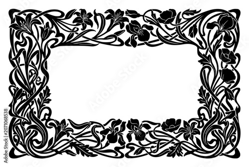 Vintage Art Nouveau Floral Border Frame Design