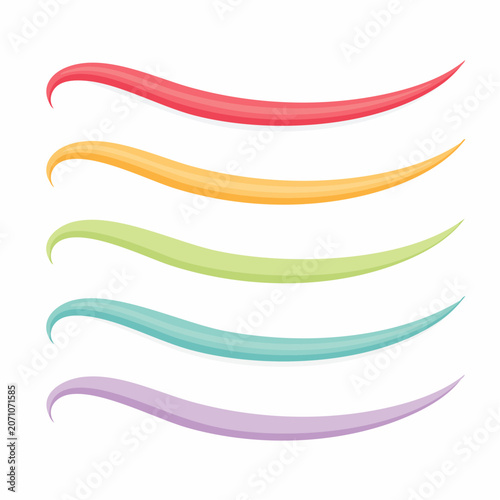 Set of Five Colorful Swirls and Flourishes