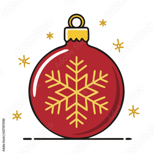 Red Christmas ornament with snowflake and stars