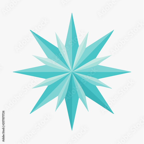 Abstract Geometric Starburst in Teal and Light Blue
