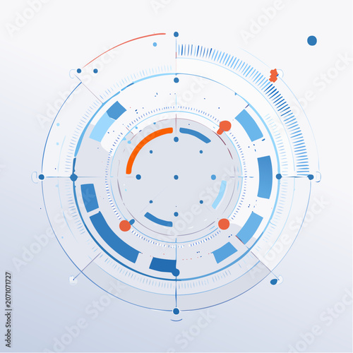 Abstract futuristic technology circle with blue and orange elements