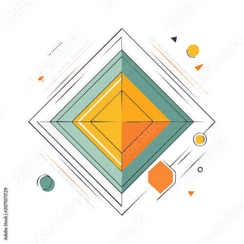 Abstract Geometric Diamond Layered Vector Design