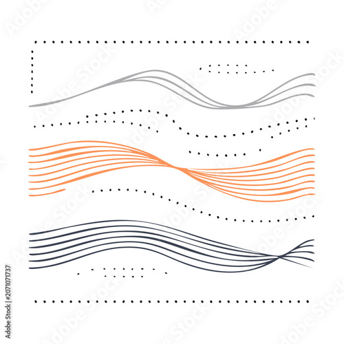 Abstract minimalist illustration of wavy lines and dots