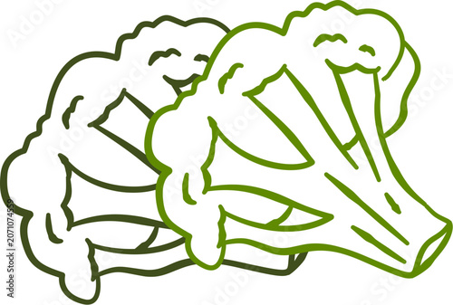 hand drawn vector illustration of a broccoli outline