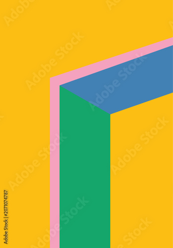 Design wall art perspective building retro unique bold vibrant
