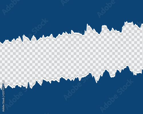 Torn paper edge with transparent background and blue colored field