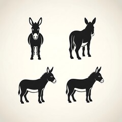 Four black and white goat silhouettes standing.