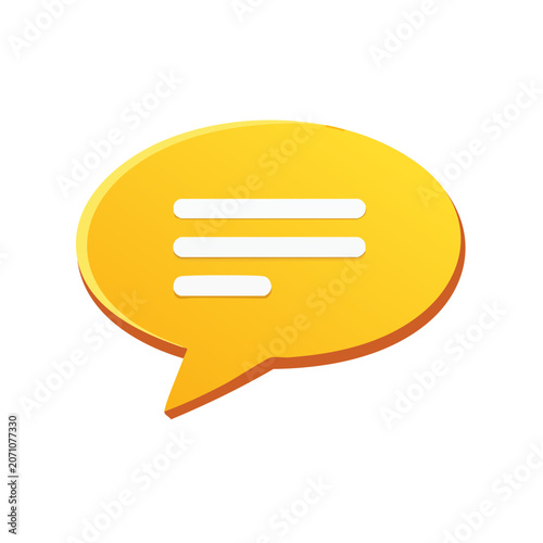 Yellow speech bubble icon with three lines