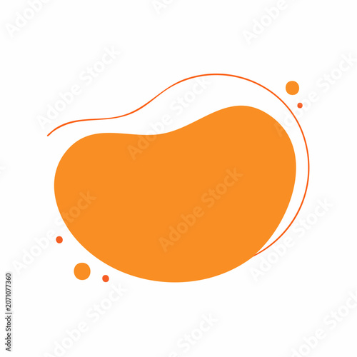 Abstract orange blob shape with outline and dots