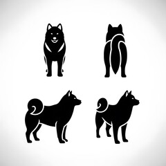 Four black and white horse silhouettes standing.