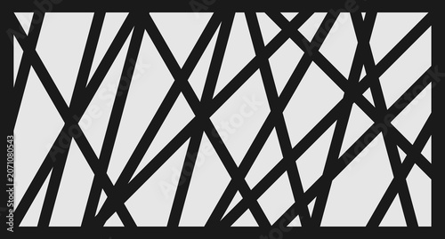Принти на полотні A rectangular abstract design of thick black intersecting lines forming angular shapes on a light background
