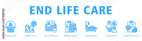 Obraz na płótnie End Life Care web banner icon vector illustration depicting structured documentation and respectful end of life healthcare services