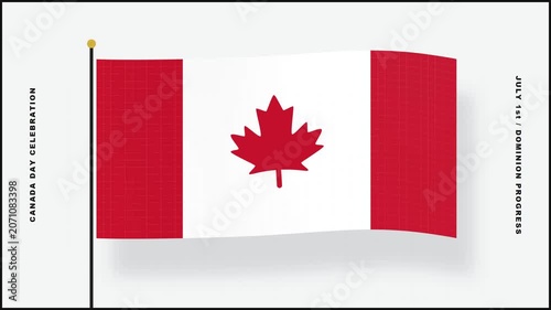 Canada Day Celebration Waving Flag Motion Graphic - Patriotic National Holiday Presentation Background and Website Video Header