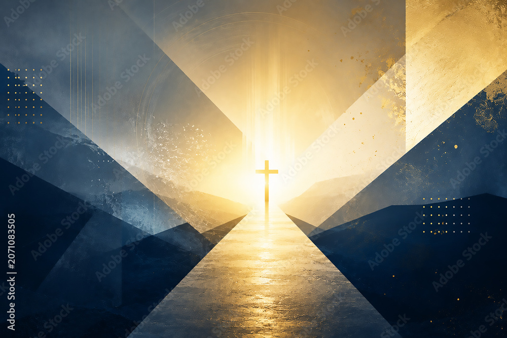 Naklejka premium Abstract image of cross at the end of pathway