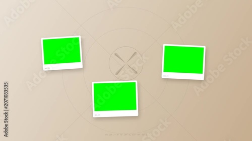 Floating Polaroid Greenscreen Photo Frames for Travel Presentation Background and Motion Design Video Template