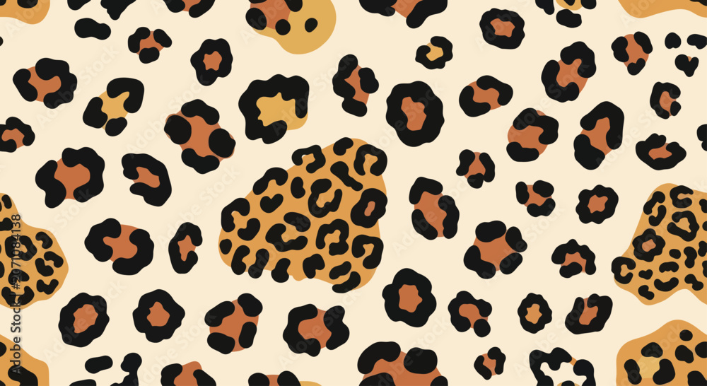 Fototapeta premium Seamless Leopard Print Pattern with Abstract Animal Spots.