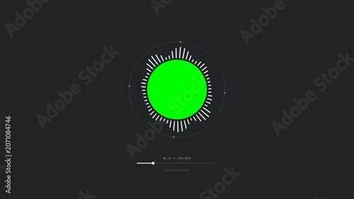 Audio Spectrum Visualizer HUD with Green Screen Center for Music Presentation Background and Motion Design Video