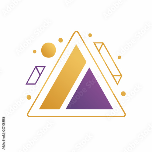 Abstract Geometric Triangle Logo with Gold and Purple Gradient