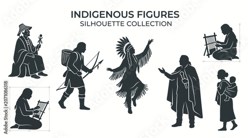 Minimalist Indigenous Figure Silhouette Vector Set