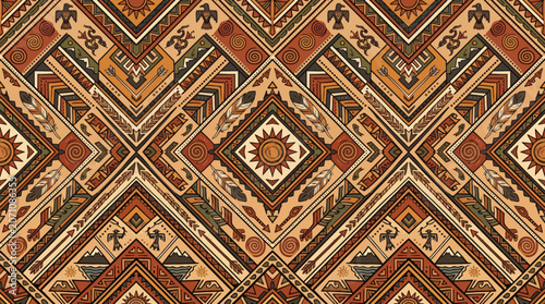 Indigenous Tribal Geometric Pattern Vector Background