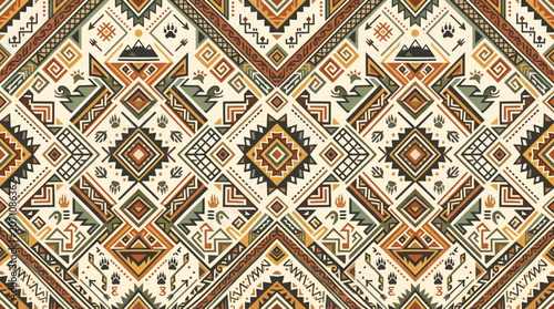 Indigenous Tribal Geometric Pattern Vector Background