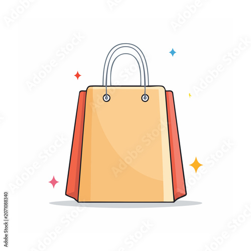 Flat design shopping bag with sparkles