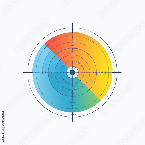 Target with Colorful Segments and Crosshairs