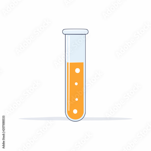 Test Tube with Orange Liquid and Bubbles