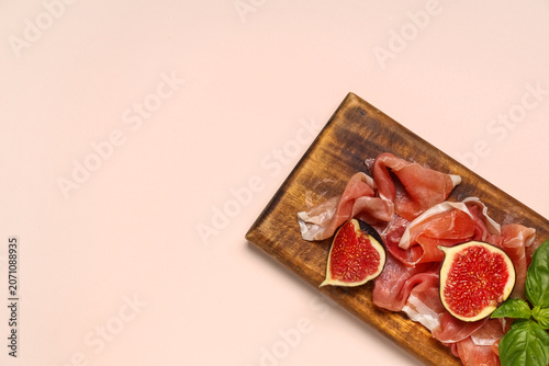 Wooden board with delicious...