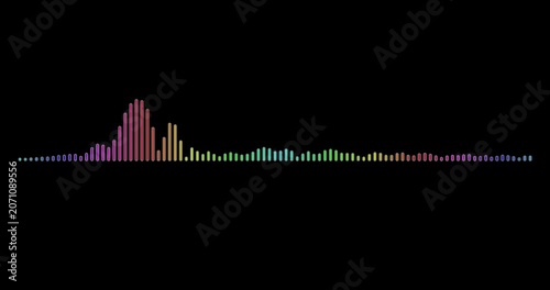 Modern podcast audio visualization with glowing white waveform spectrum and animated sound frequency equalizer lines on transparent background animation