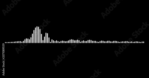 Modern podcast audio visualization with glowing white waveform spectrum and animated sound frequency equalizer lines on transparent background animation