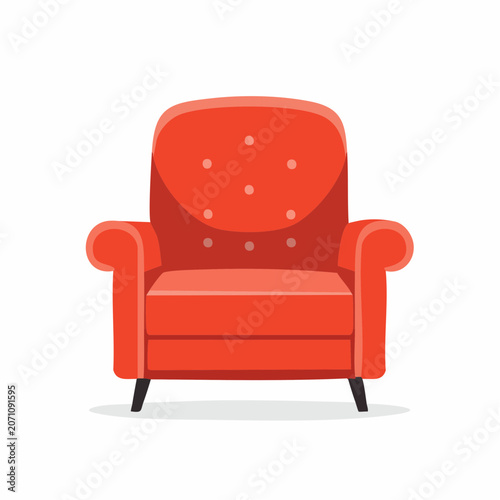 Red armchair in flat design style