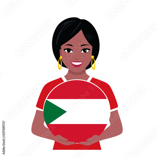 Woman holding Somalia flag, flat vector illustration