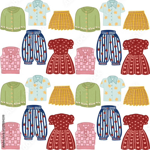 kids outfit seamless pattern