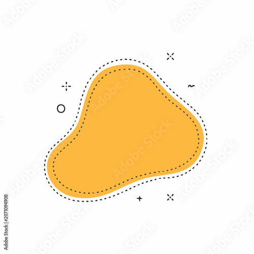 Abstract organic shape with dotted border and decorative elements