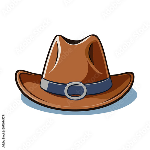 Brown Cowboy Hat Flat Vector Illustration